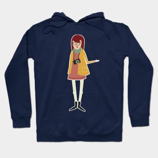 Hipster Girl Sticker Hoodie